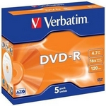 Verbatim DVD-R 4,7GB 16x, AZO, jewel, 5ks